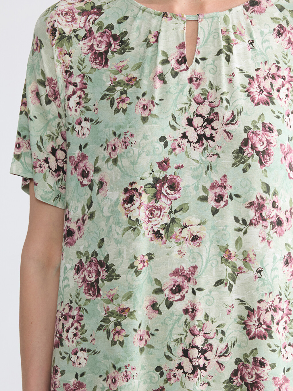 Crew Neck Floral A-line Dress-2