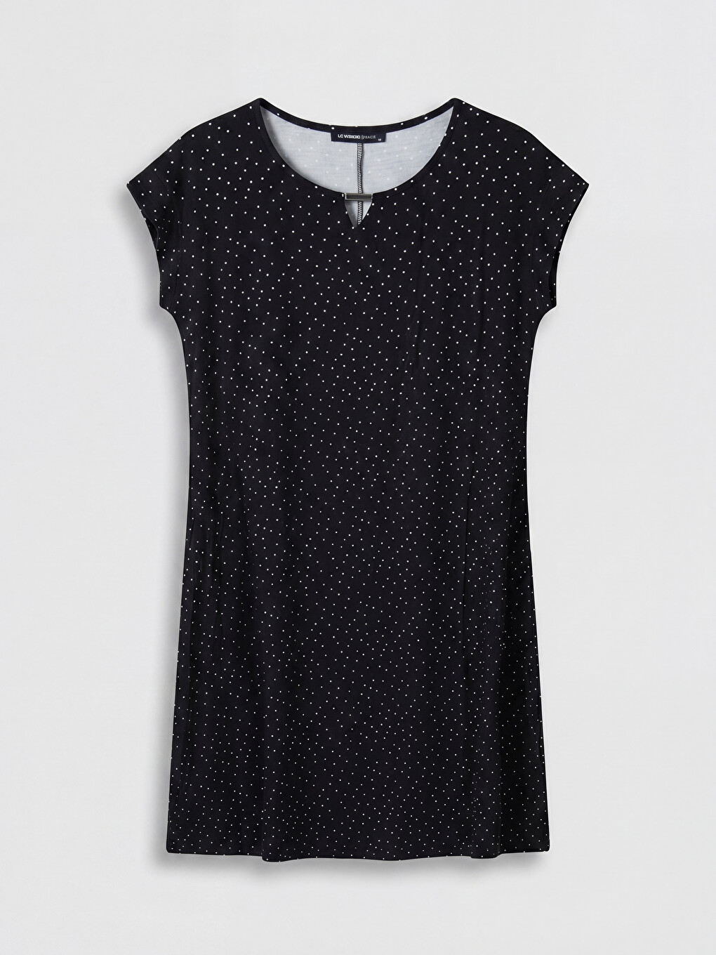 Crew Neck Polka Dot A Form Dress-4