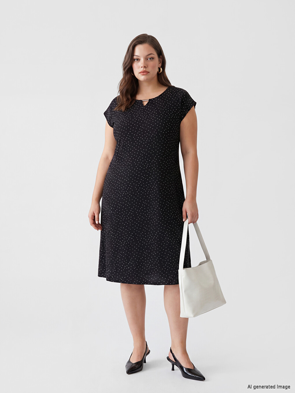 Crew Neck Polka Dot A Form Dress