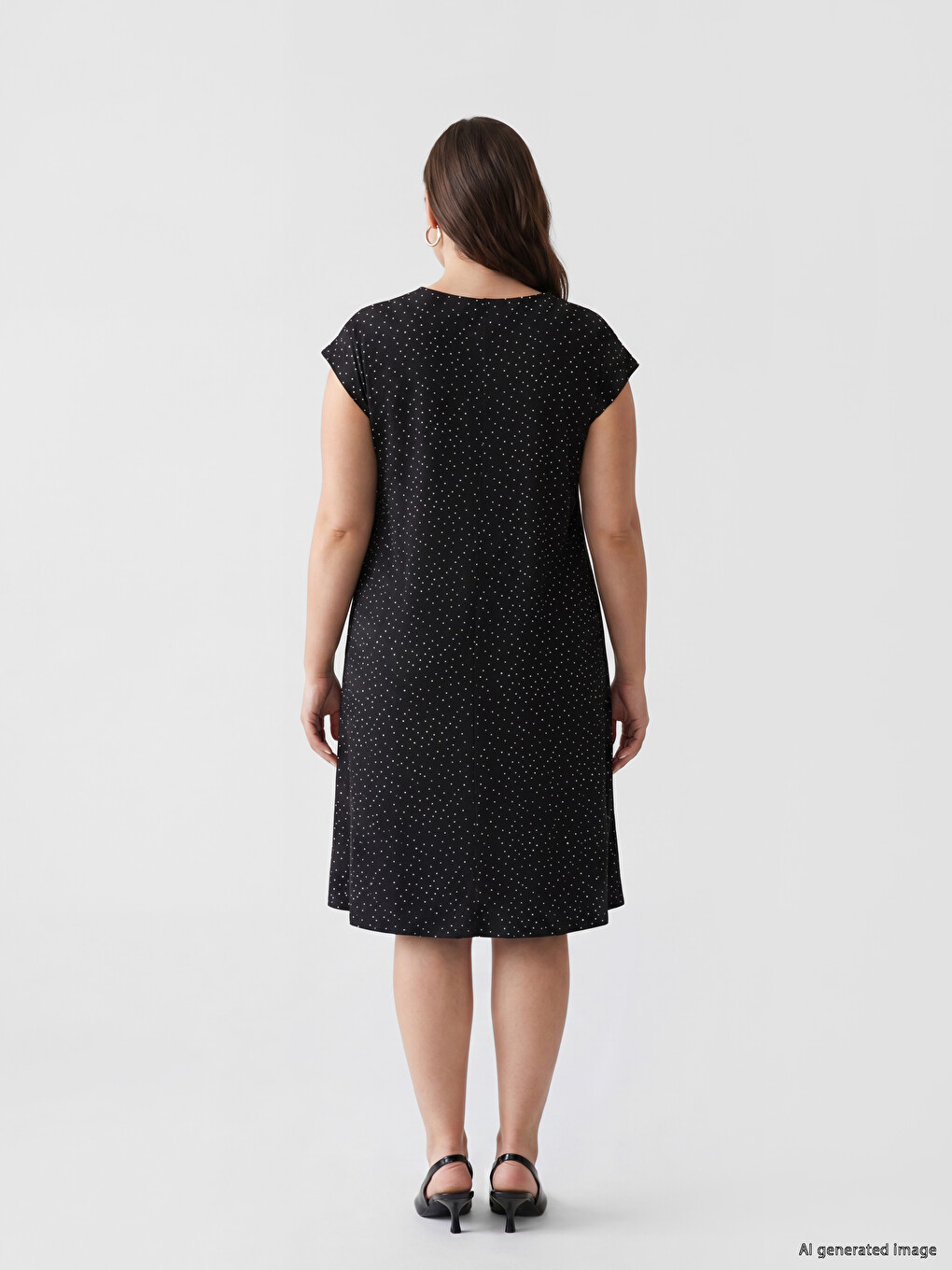 Crew Neck Polka Dot A Form Dress-3
