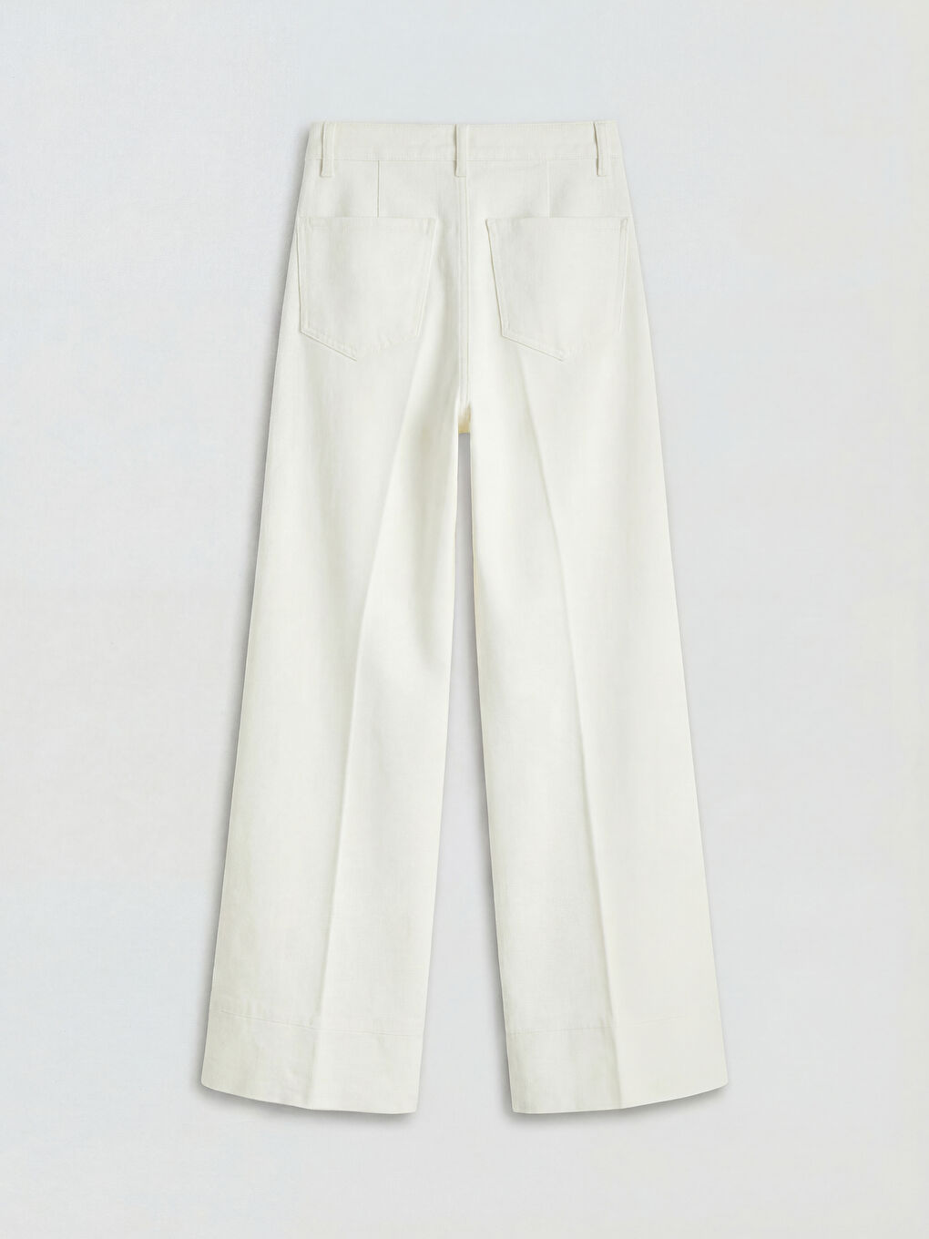 Ekru Yüksek Bel Wideleg Kadın Jean Pantolon-5