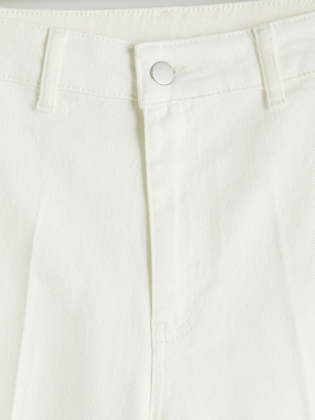 Ekru Yüksek Bel Wideleg Kadın Jean Pantolon-6