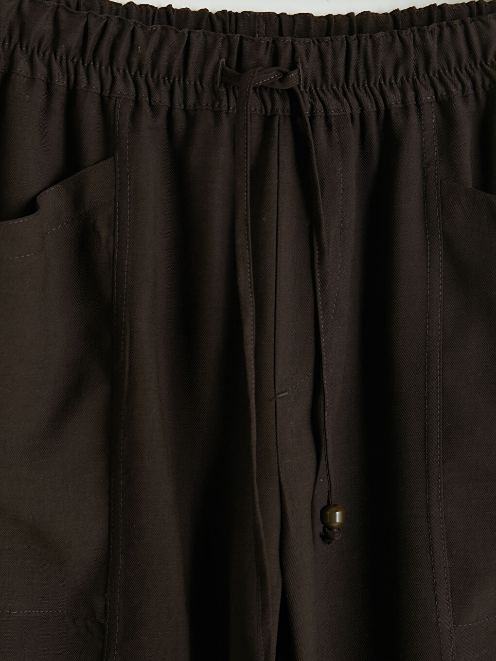 Kahverengi Beli Lastikli Kadın Pantolon-2