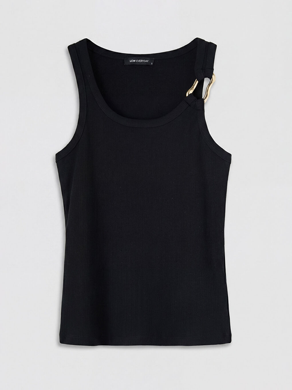 Siyah U Yaka Metal Aplikeli Kadın Atlet