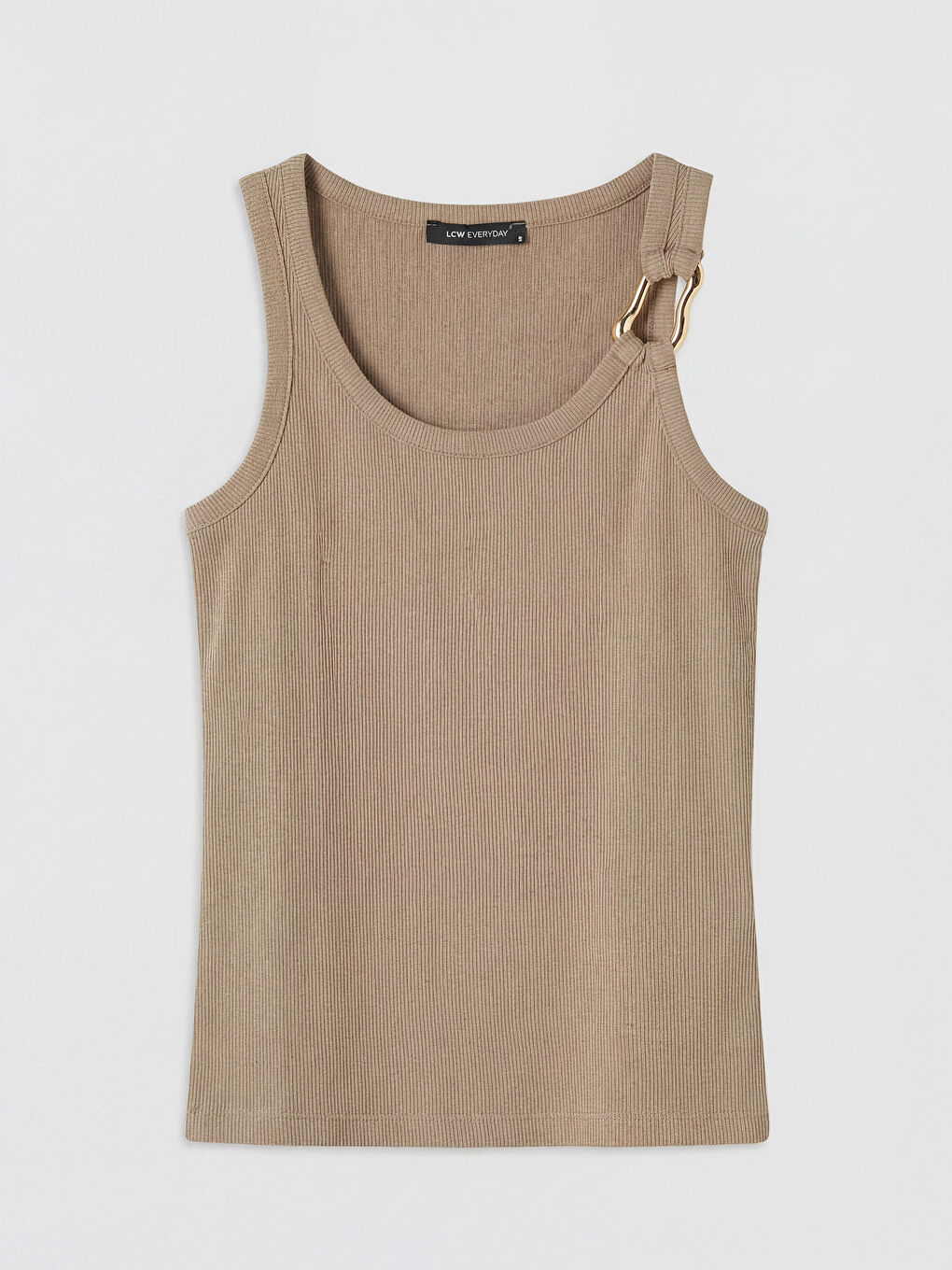 Kahverengi U Yaka Metal Aplikeli Kadın Atlet