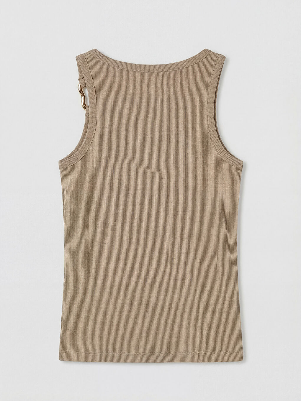 Kahverengi U Yaka Metal Aplikeli Kadın Atlet-1