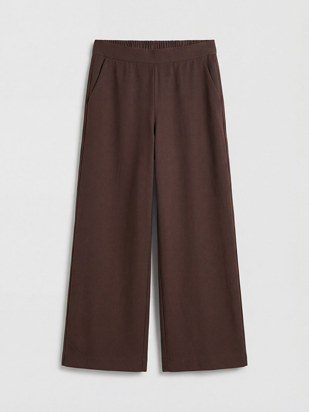 Kahverengi Beli Lastikli Modal Karışımlı Kadın Pantolon-1