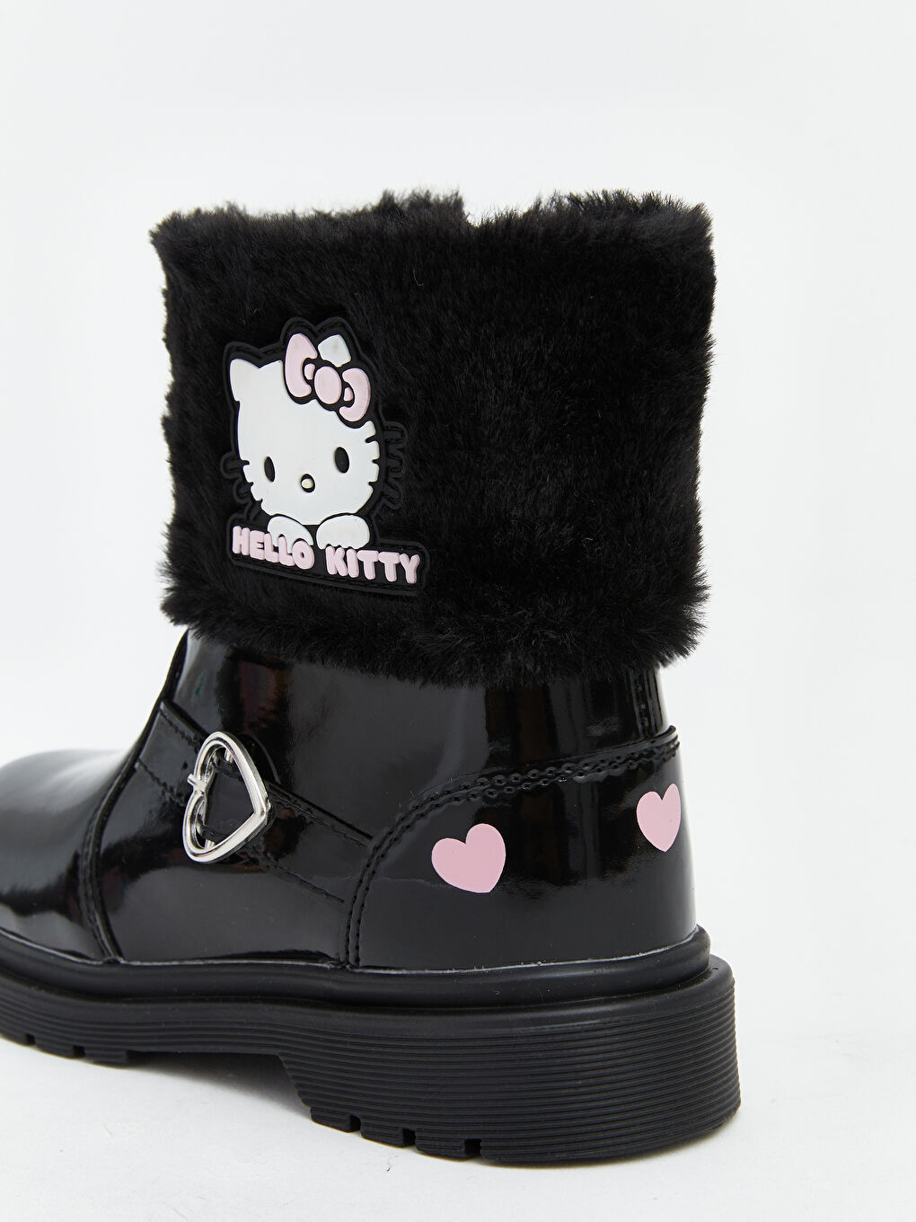 Siyah Hello Kitty Baskılı İçi Kürklü Kız Çocuk Bot-5