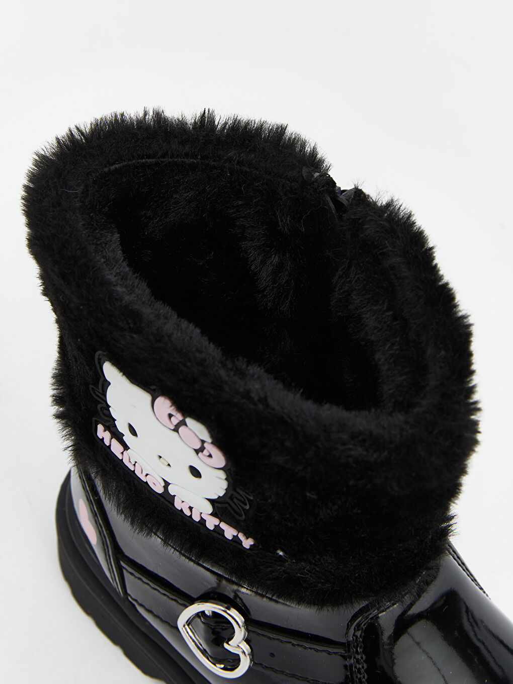 Siyah Hello Kitty Baskılı İçi Kürklü Kız Çocuk Bot-6