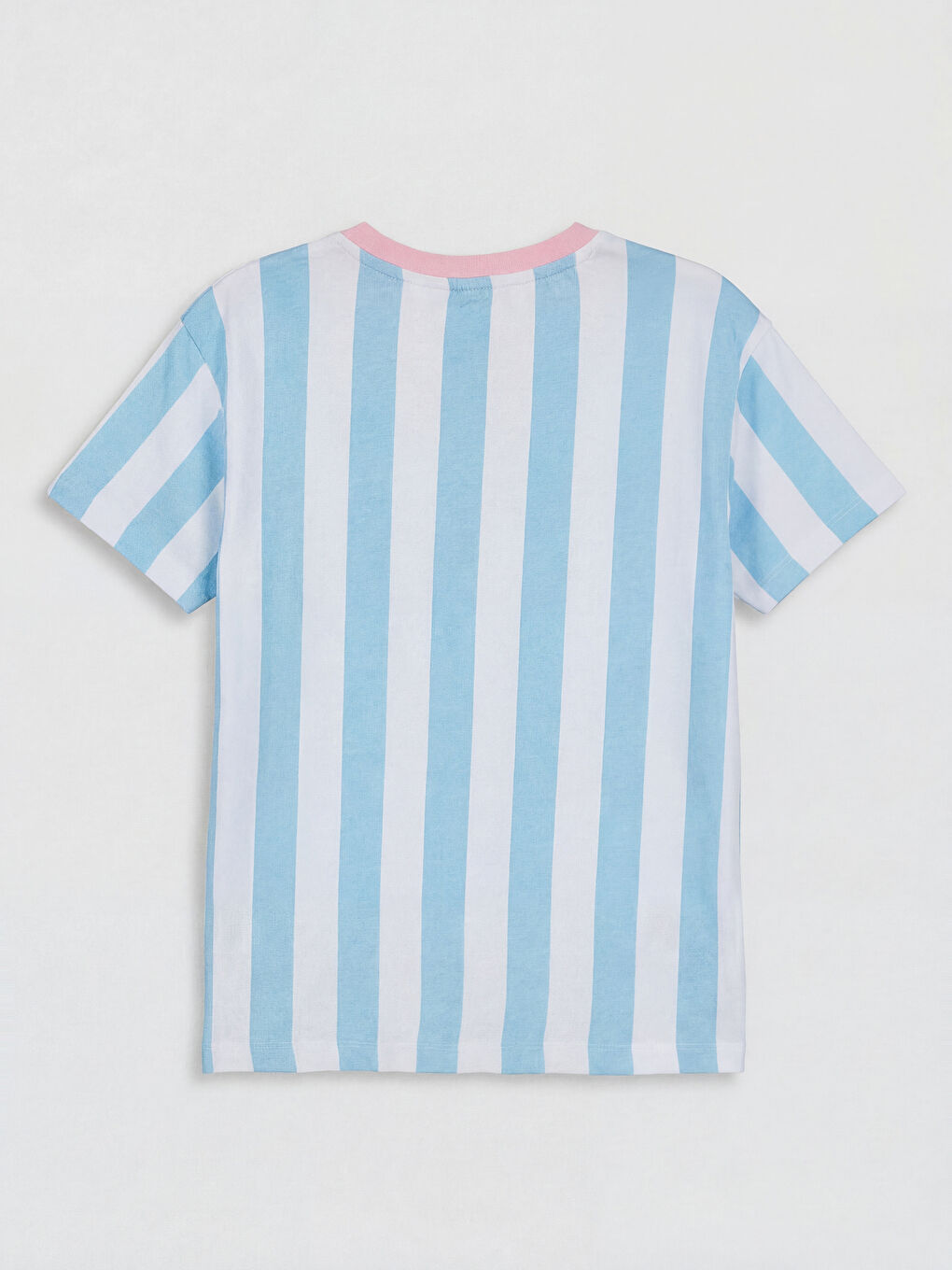 Mavi V Yaka Stitch Baskılı Kız Çocuk Tişört-1