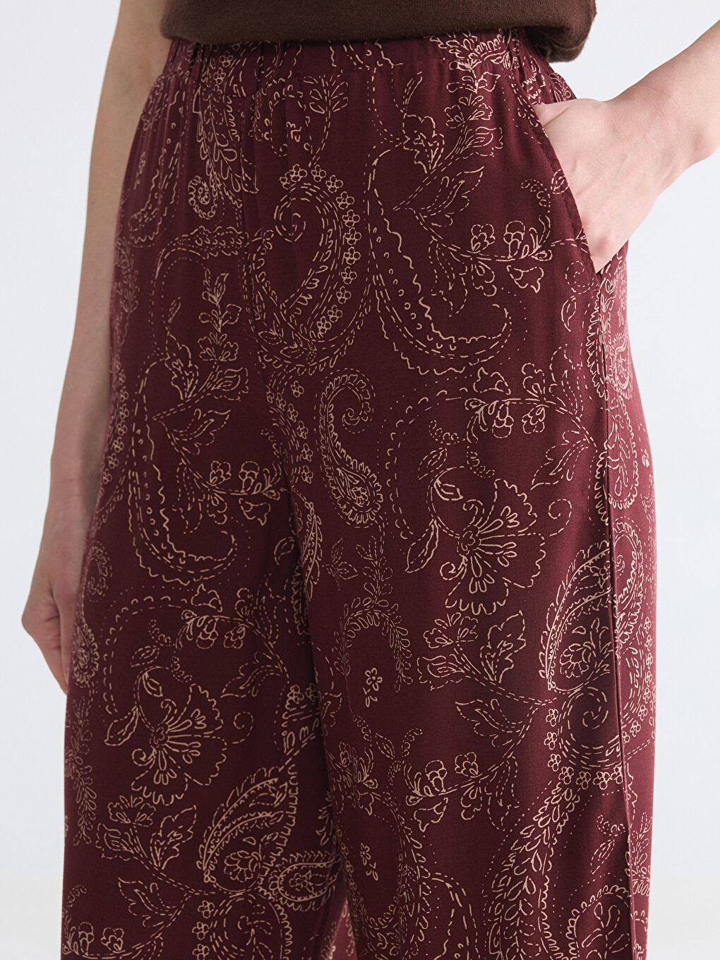 Elastische Taille Gemusterte Damen Caprihose-2