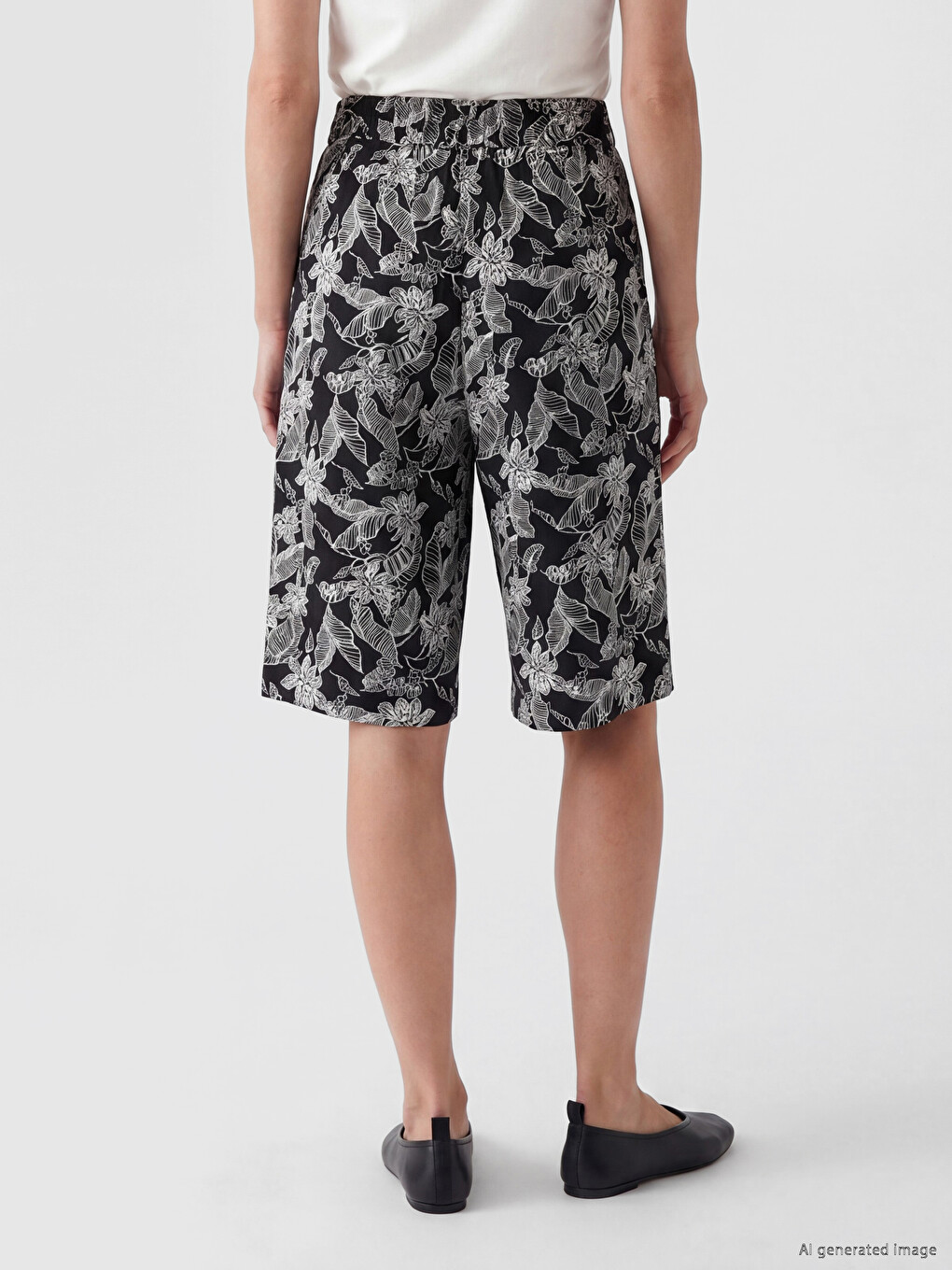 Elastic Waist Patterned Women's Shorts-3