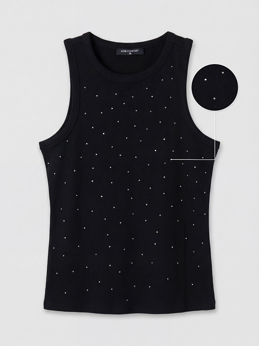 Crew Neck Rhinestone Embellished Women's Tank Top-4