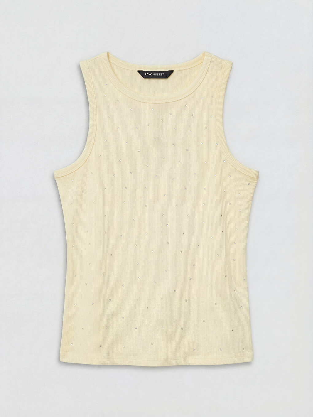 Crew Neck Rhinestone Embellished Women's Tank Top-4