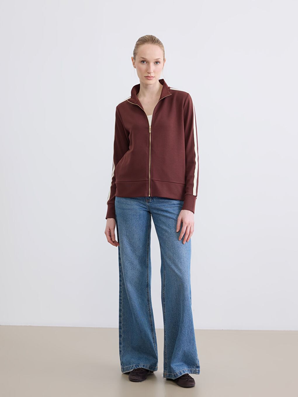 High Neck Soft Touch Women's Zippered Sweatshirt-1