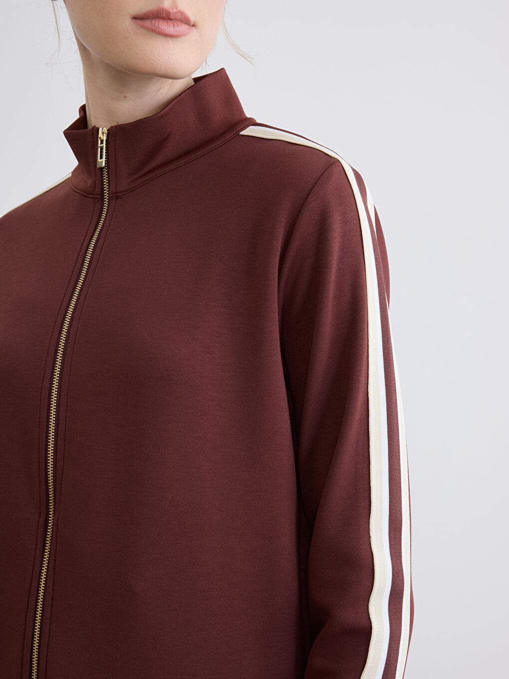 High Neck Soft Touch Women's Zippered Sweatshirt-2