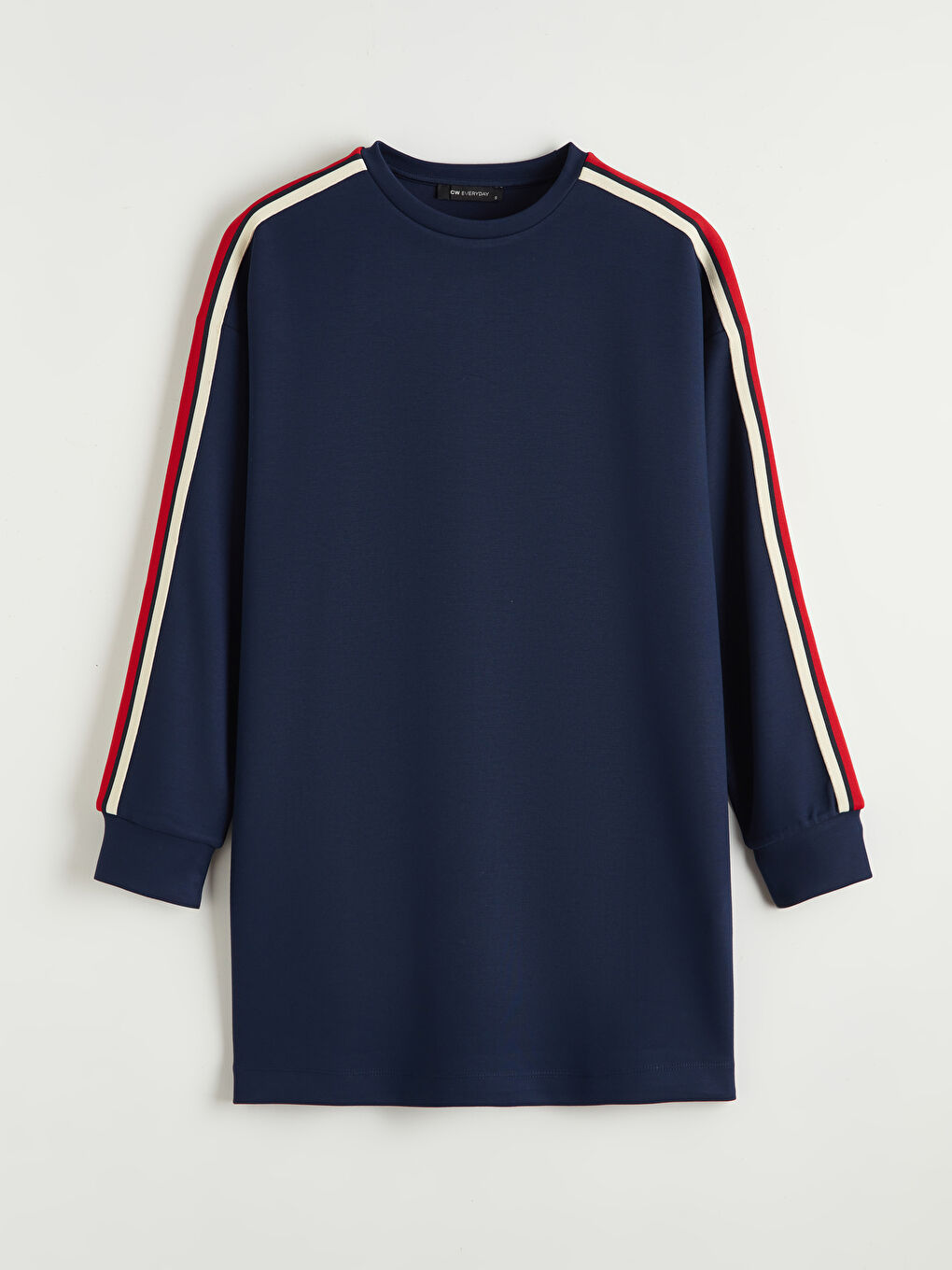 Lacivert Bisiklet Yaka Oversize Kadın Sweatshirt Tunik