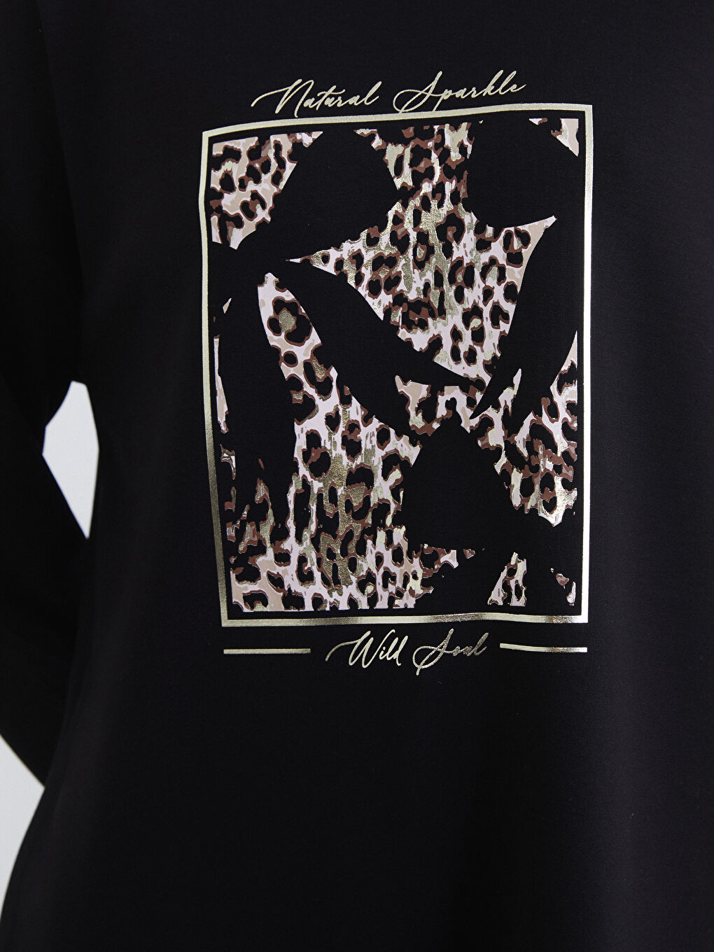 Siyah Baskılı Soft Touch Oversize Kadın Sweatshirt Tunik-3