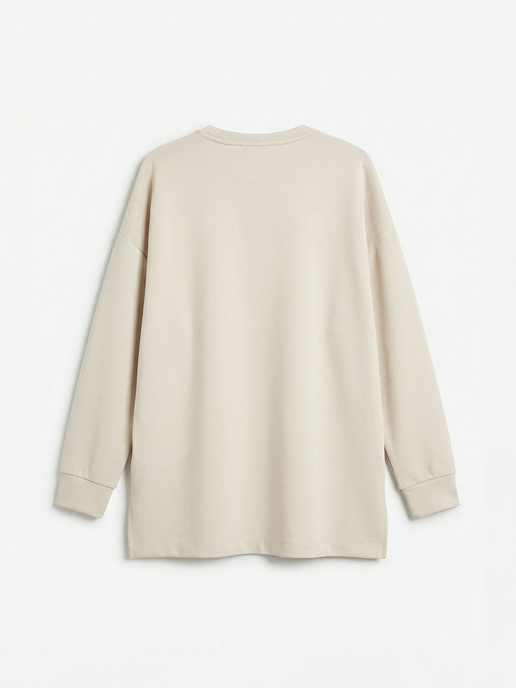 Gri Baskılı Soft Touch Oversize Kadın Sweatshirt Tunik-1