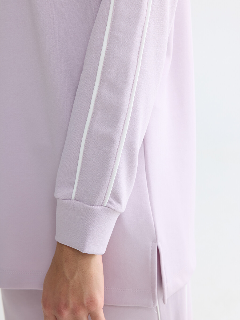Lila Bisiklet Yaka Soft Touch Kadın Sweatshirt-2