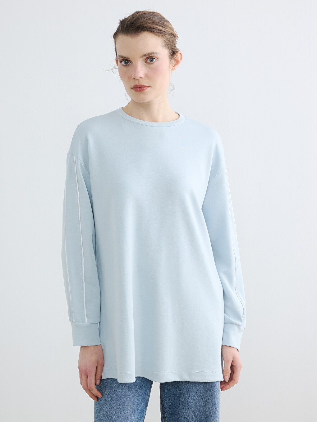 Mavi Bisiklet Yaka Soft Touch Kadın Sweatshirt
