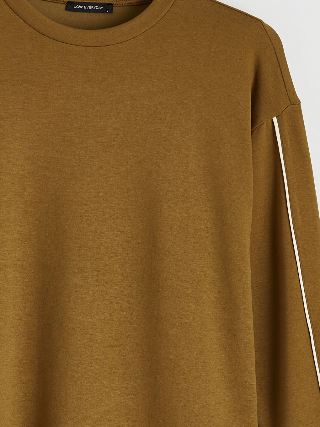 Yeşil Bisiklet Yaka Soft Touch Kadın Sweatshirt-1