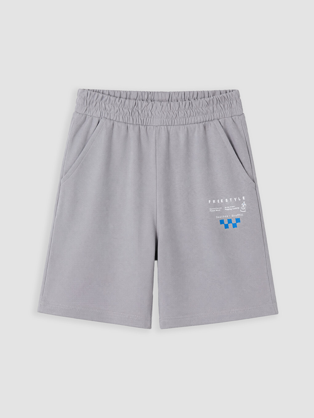 Gri Regular Fit Baskılı Erkek Çocuk Şort