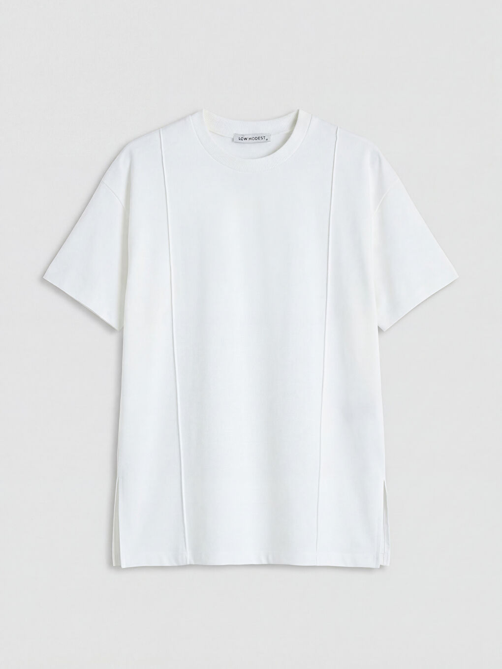 Ekru Bisiklet Yaka Kadın Tişört