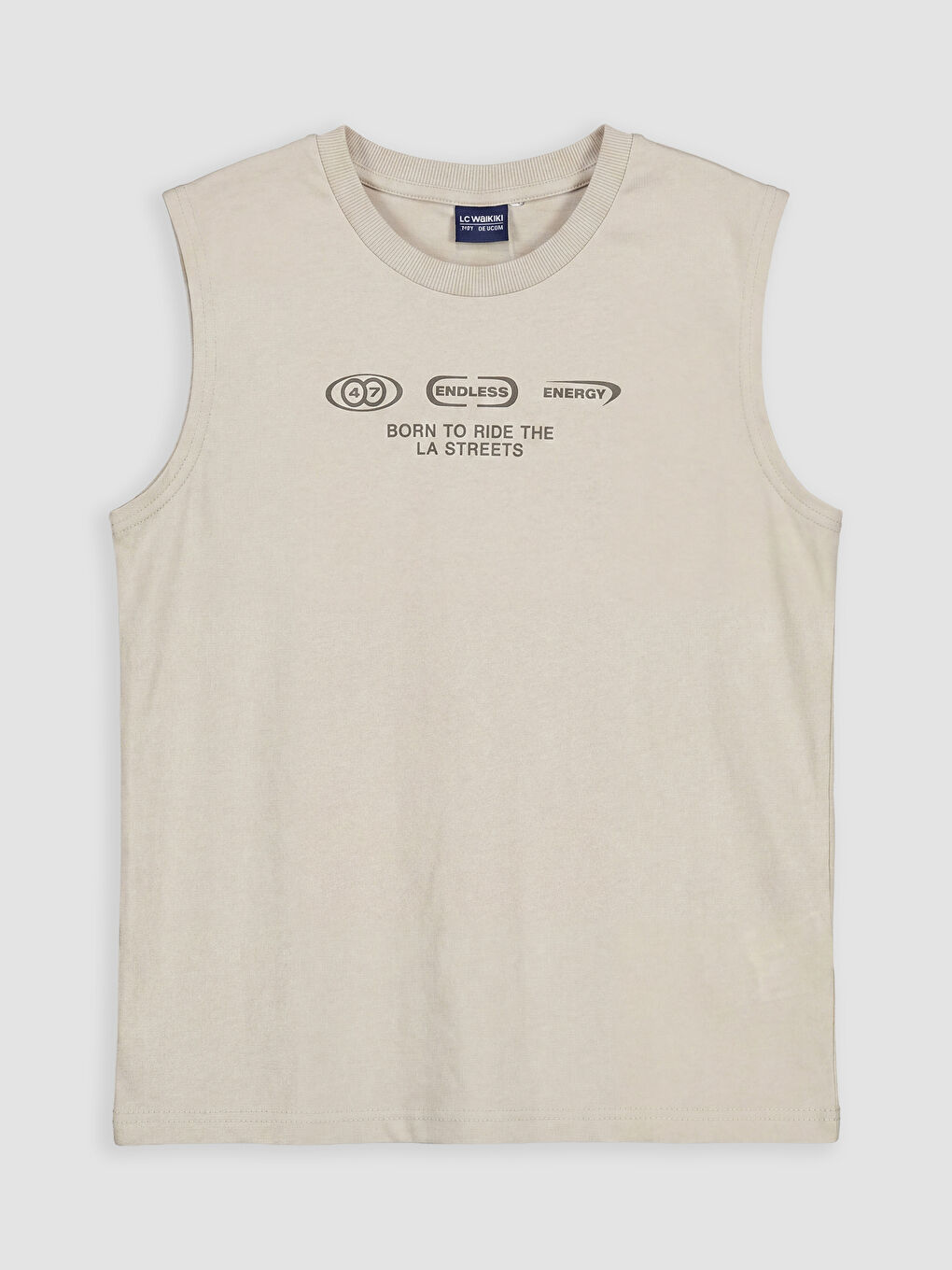 Gri Bisiklet Yaka Baskılı Erkek Çocuk Atlet