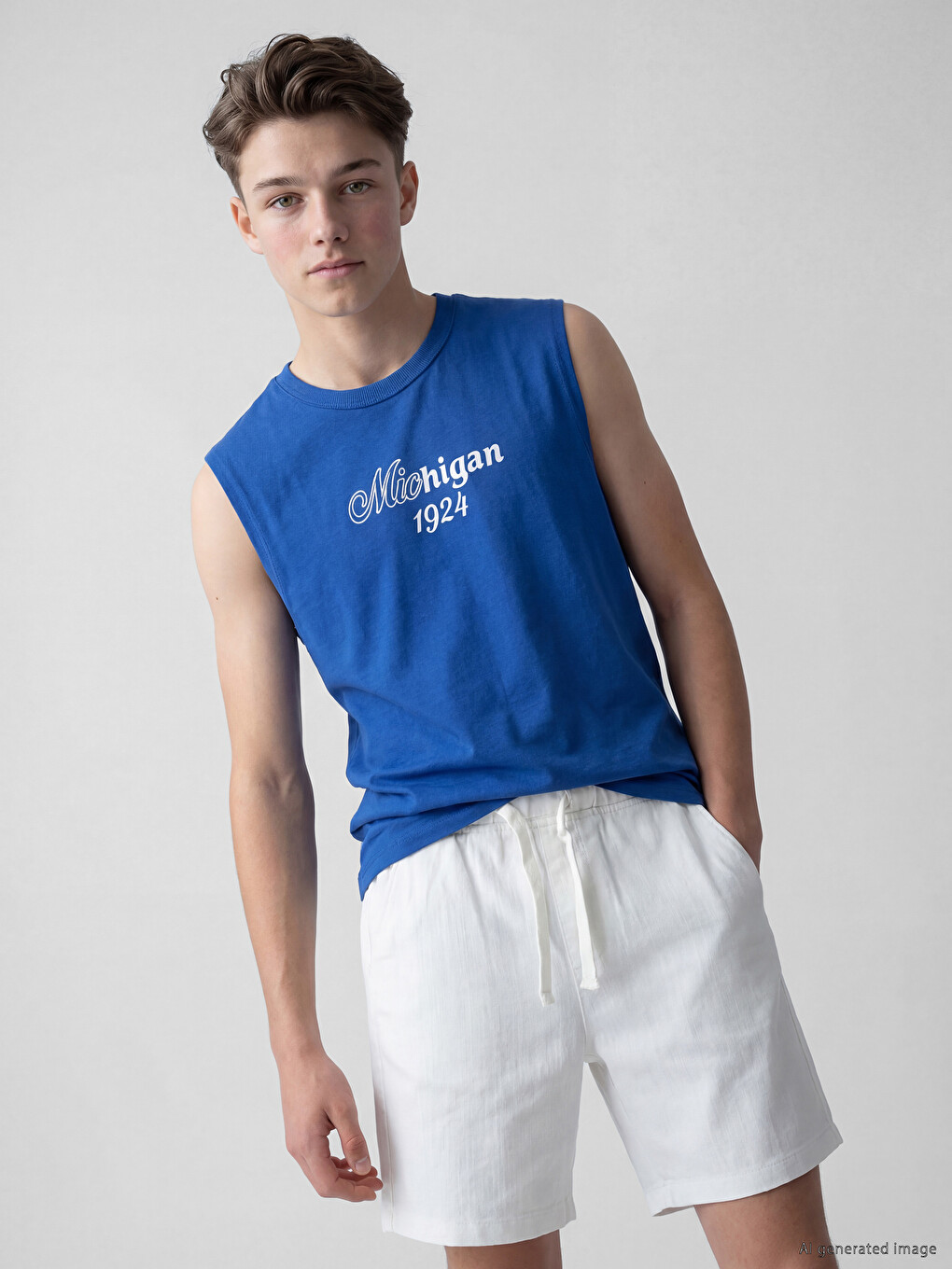 Crew Neck Michigan Printed Boys' Tank Top-1