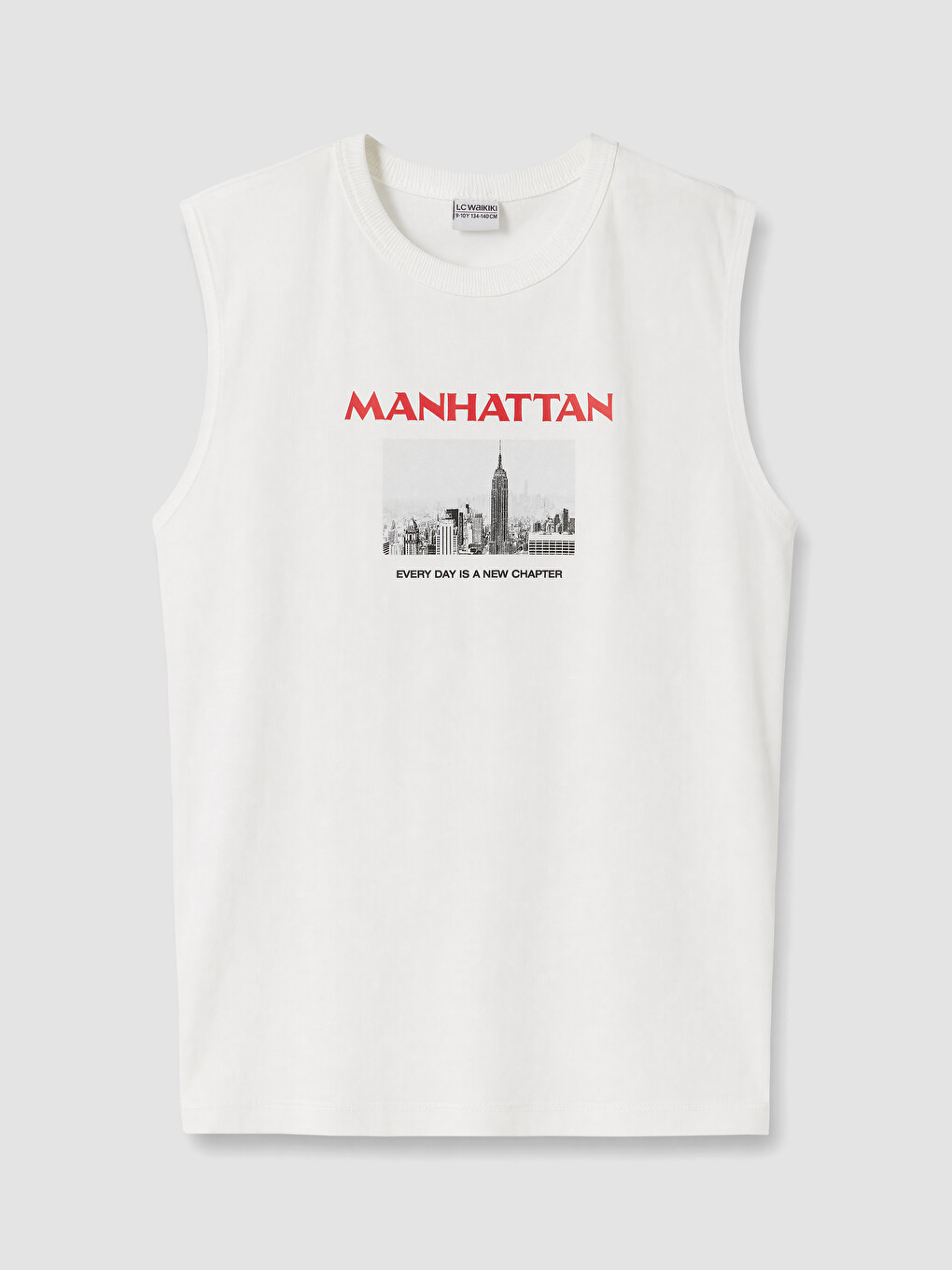 Beyaz Bisiklet Yaka Manhattan Baskılı Erkek Çocuk Atlet-1