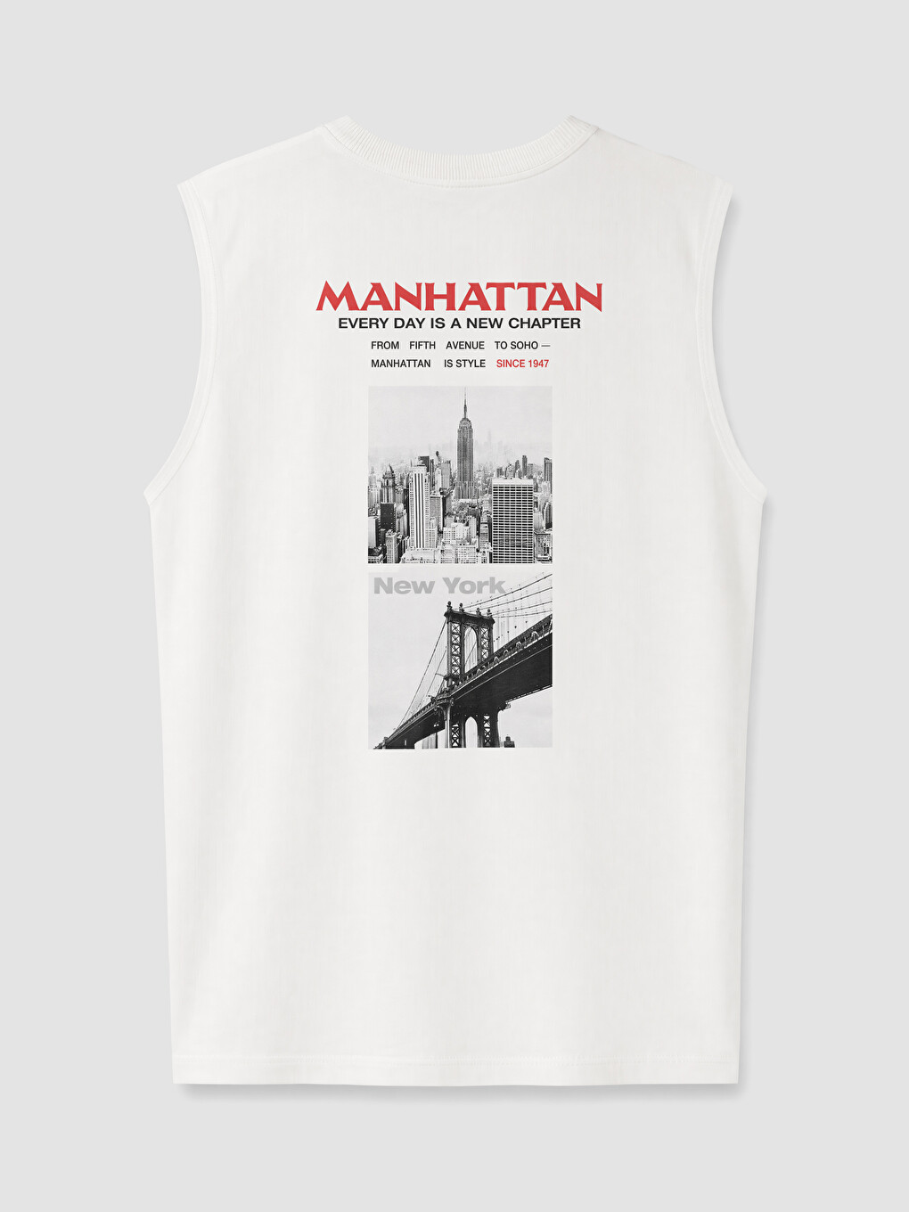 Beyaz Bisiklet Yaka Manhattan Baskılı Erkek Çocuk Atlet-4
