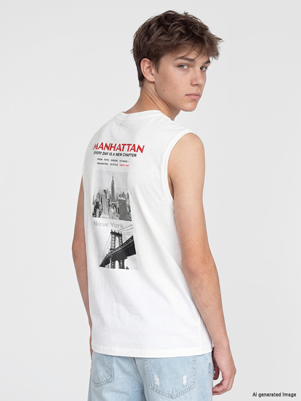 Kanatierë me jakë të rrumbullakët e stampuar me Manhattan për djem-1