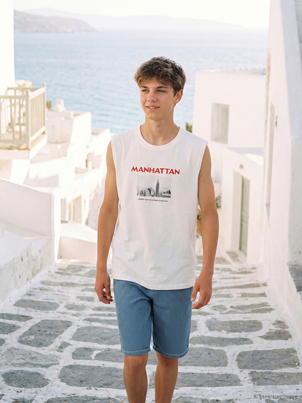 Atlet Majica Za Dječake Manhattan Štampana Okruglog Izreza-1