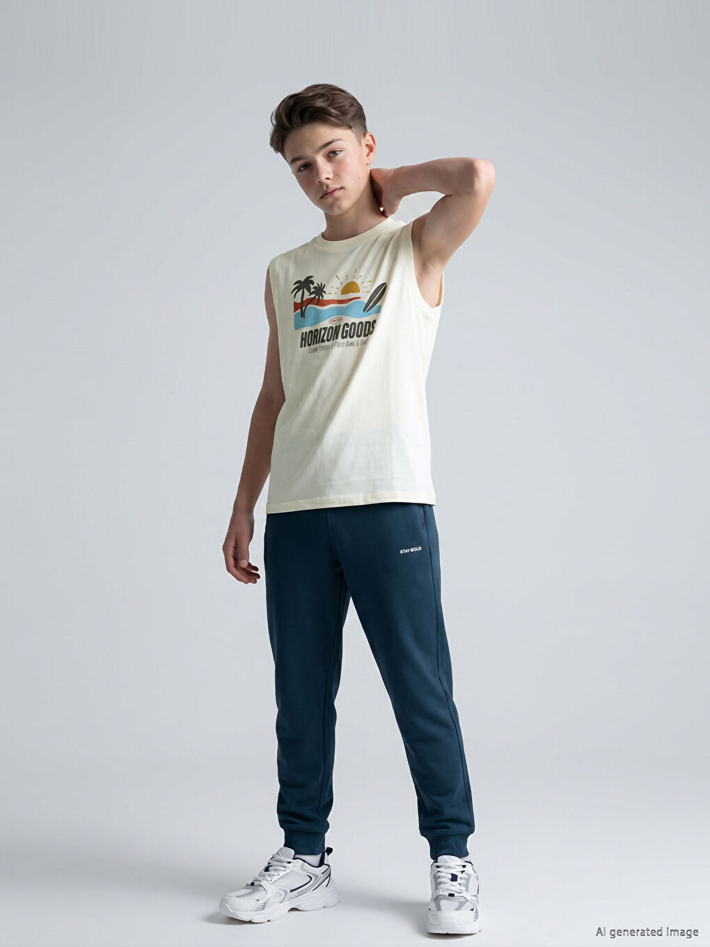 Crew Neck Printed Boys' Tank Top