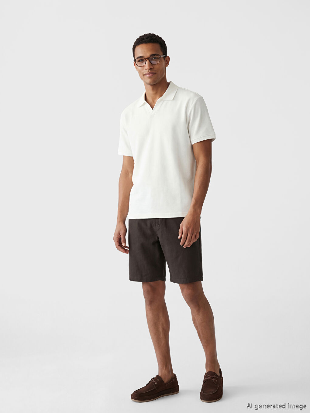 Beyaz Polo Yaka Pike Erkek Tişört-1