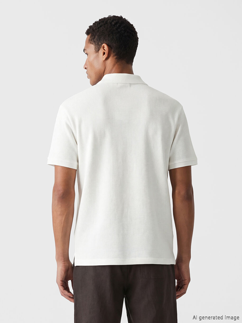 Beyaz Polo Yaka Pike Erkek Tişört-2