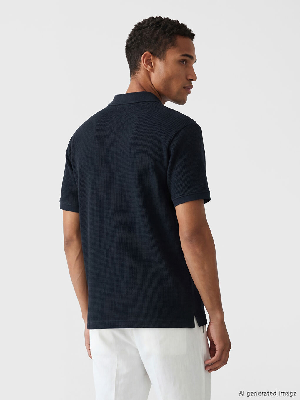 Lacivert Polo Yaka Pike Erkek Tişört-2