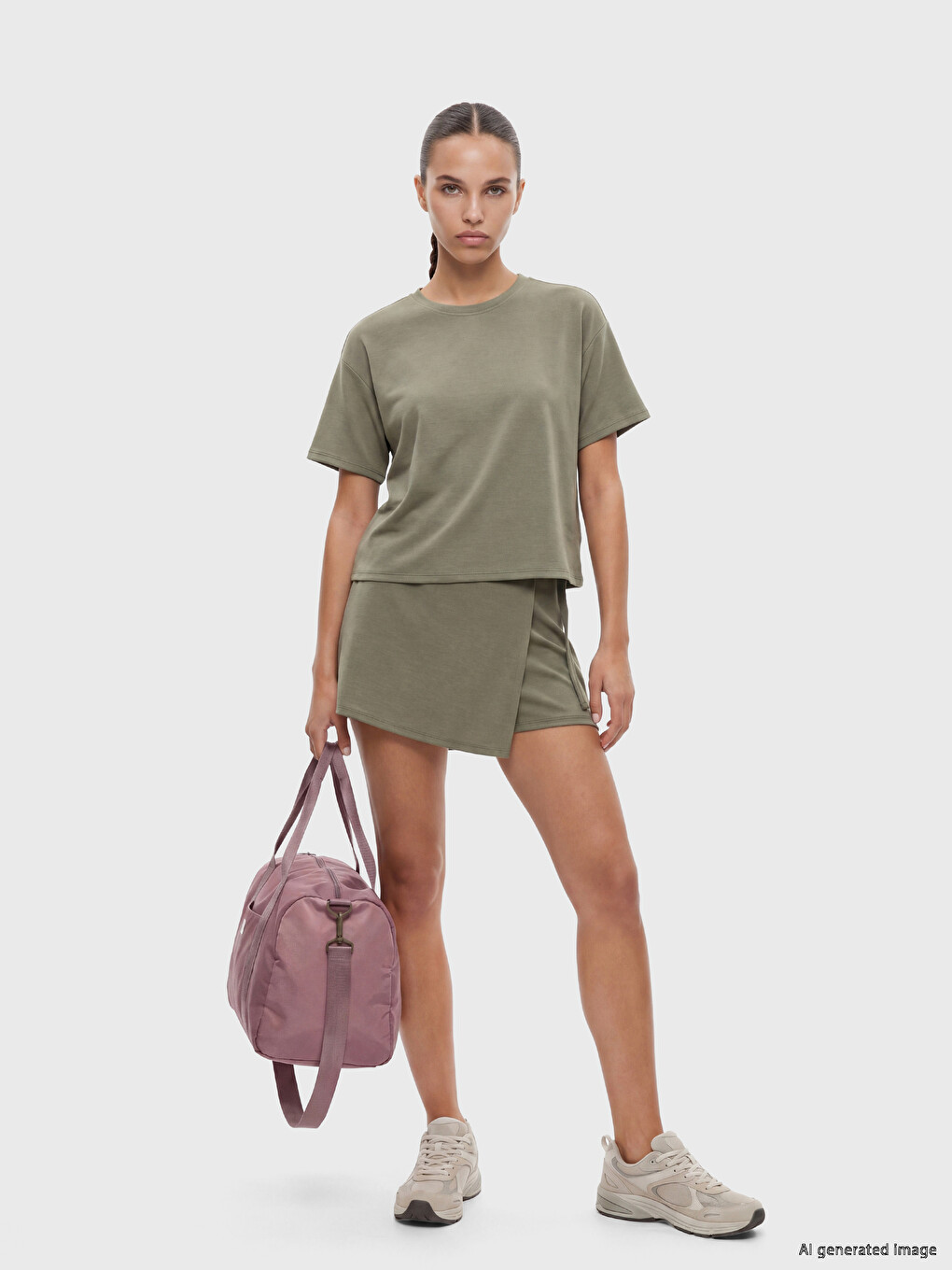 Woman Khaki Sports T-shirt-1
