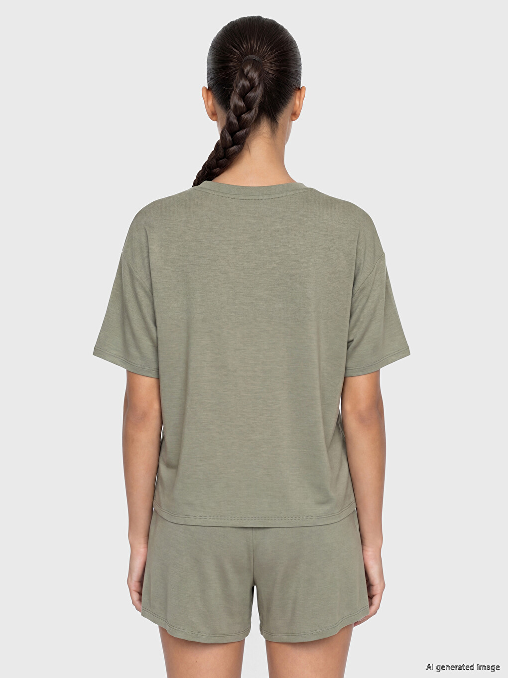 Woman Khaki Sports T-shirt-3