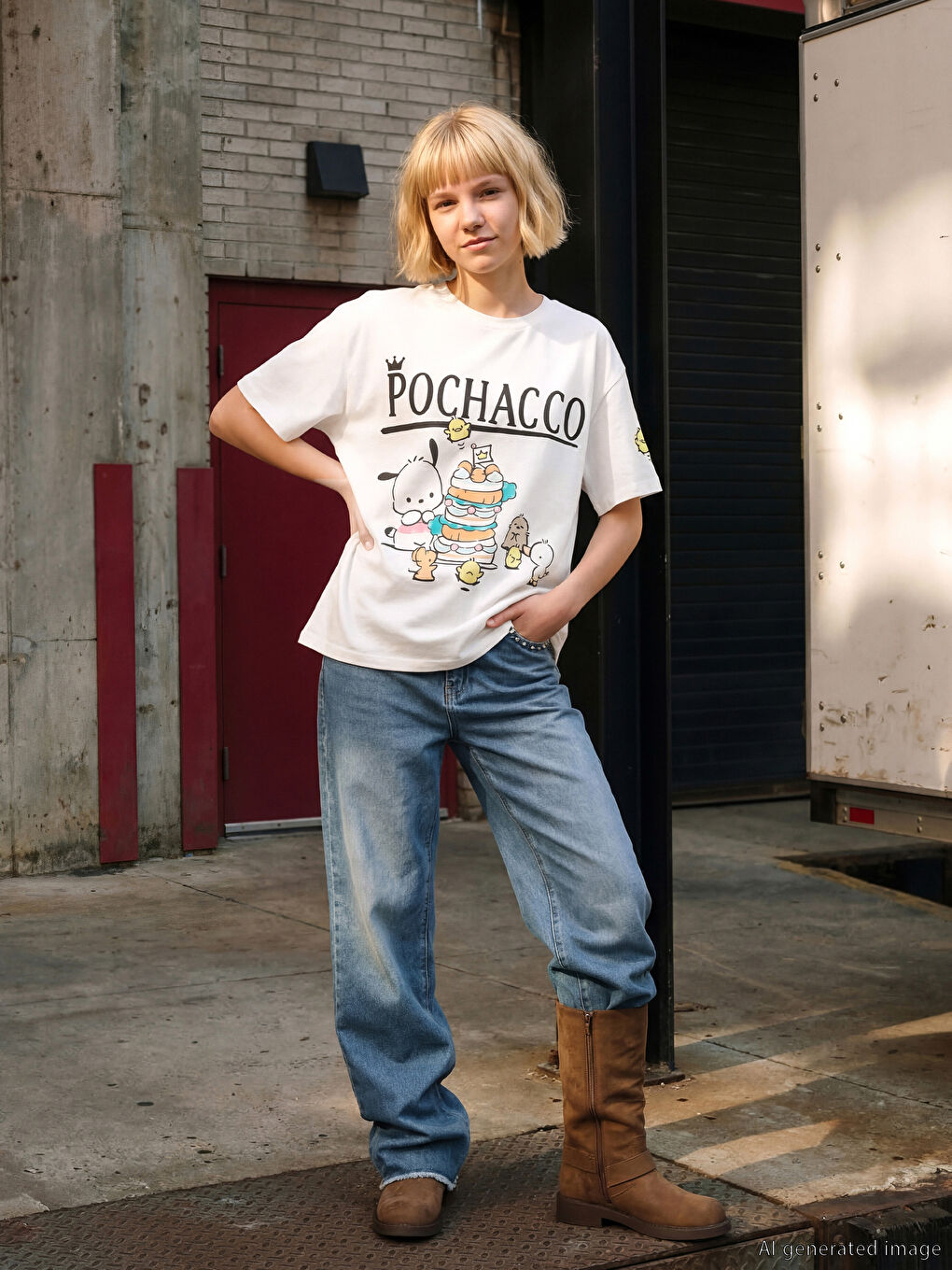 Pochacco Printed Girls' T-Shirt