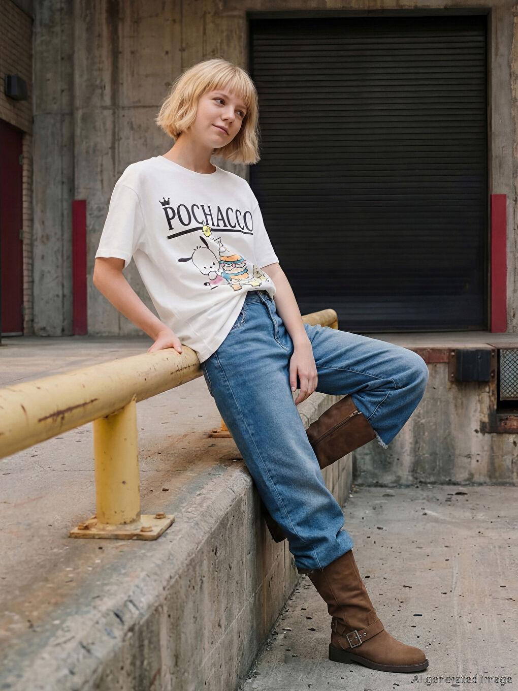 Pochacco Printed Girls' T-Shirt-1