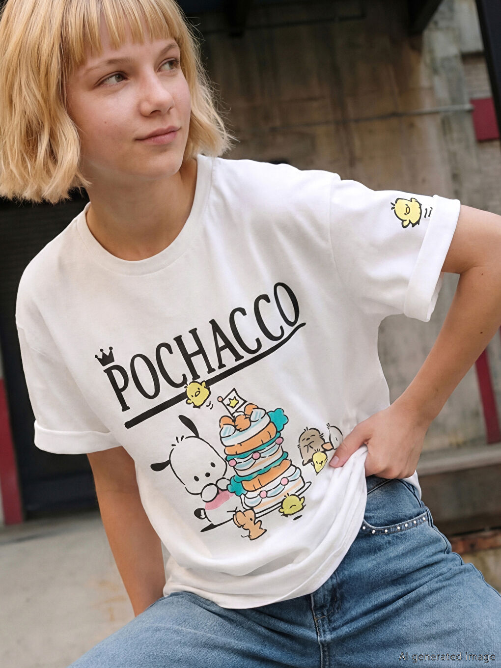 Pochacco Printed Girls' T-Shirt-2