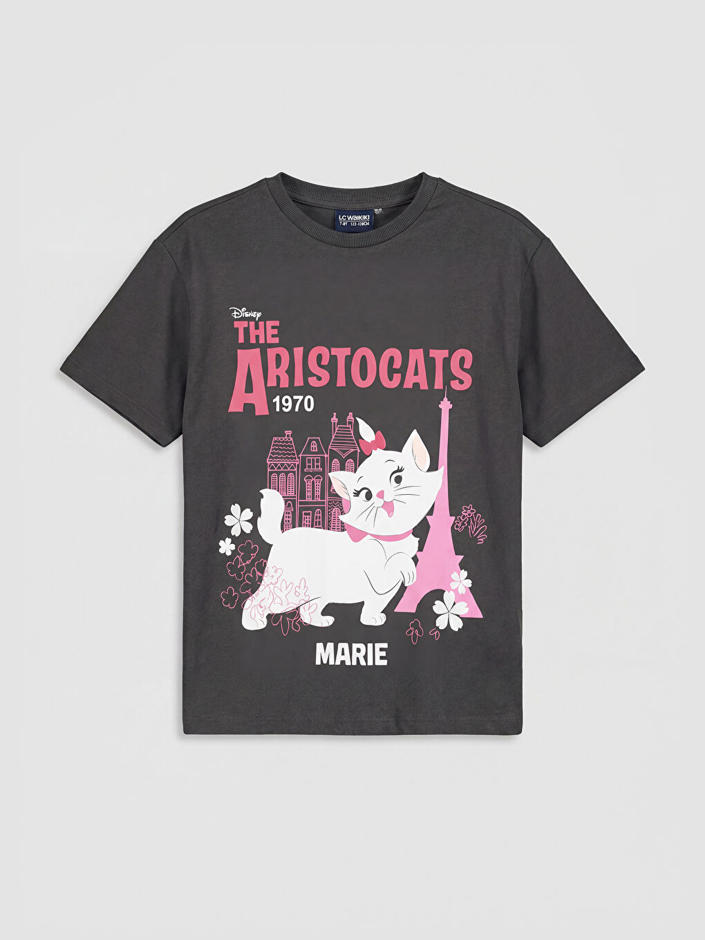 Gri  Aristocats Baskılı Kız Çocuk Tişört