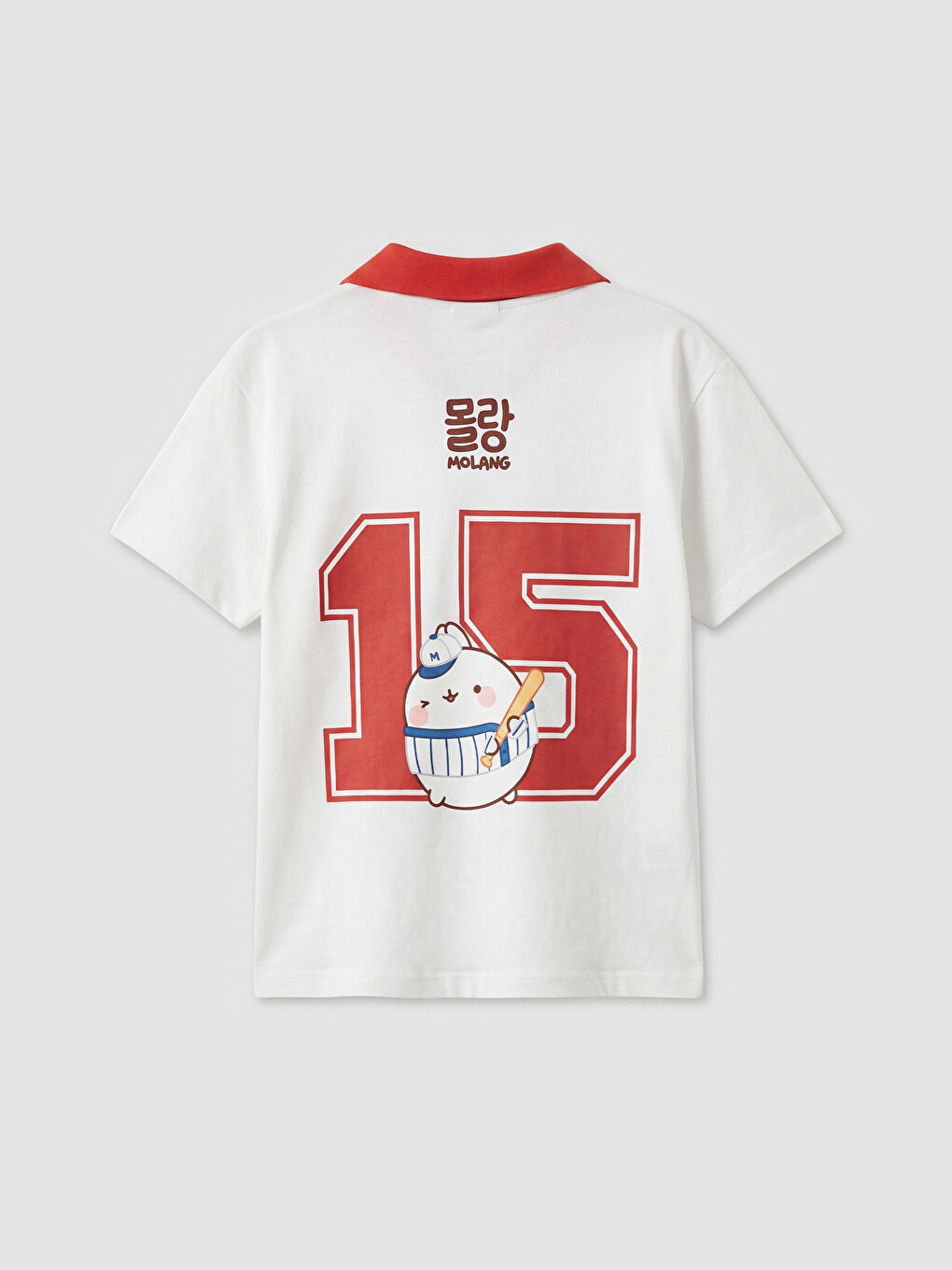 Ekru Polo Yaka Molang Baskılı Kız Çocuk Tişört-1