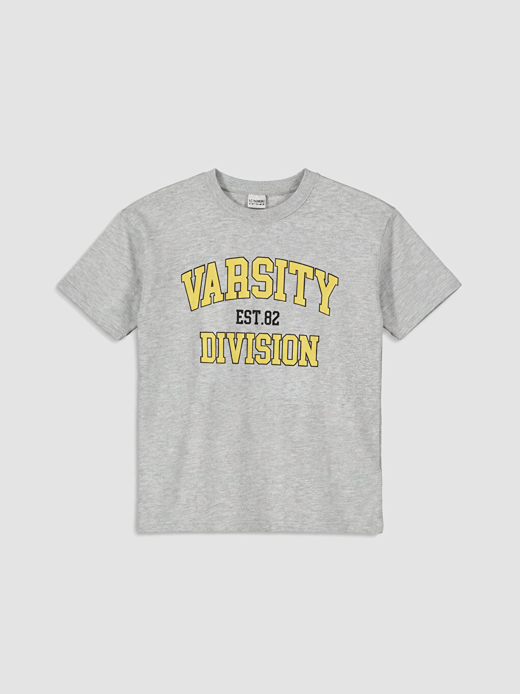 Gri Bisiklet Yaka Baskılı Erkek Çocuk Tişört