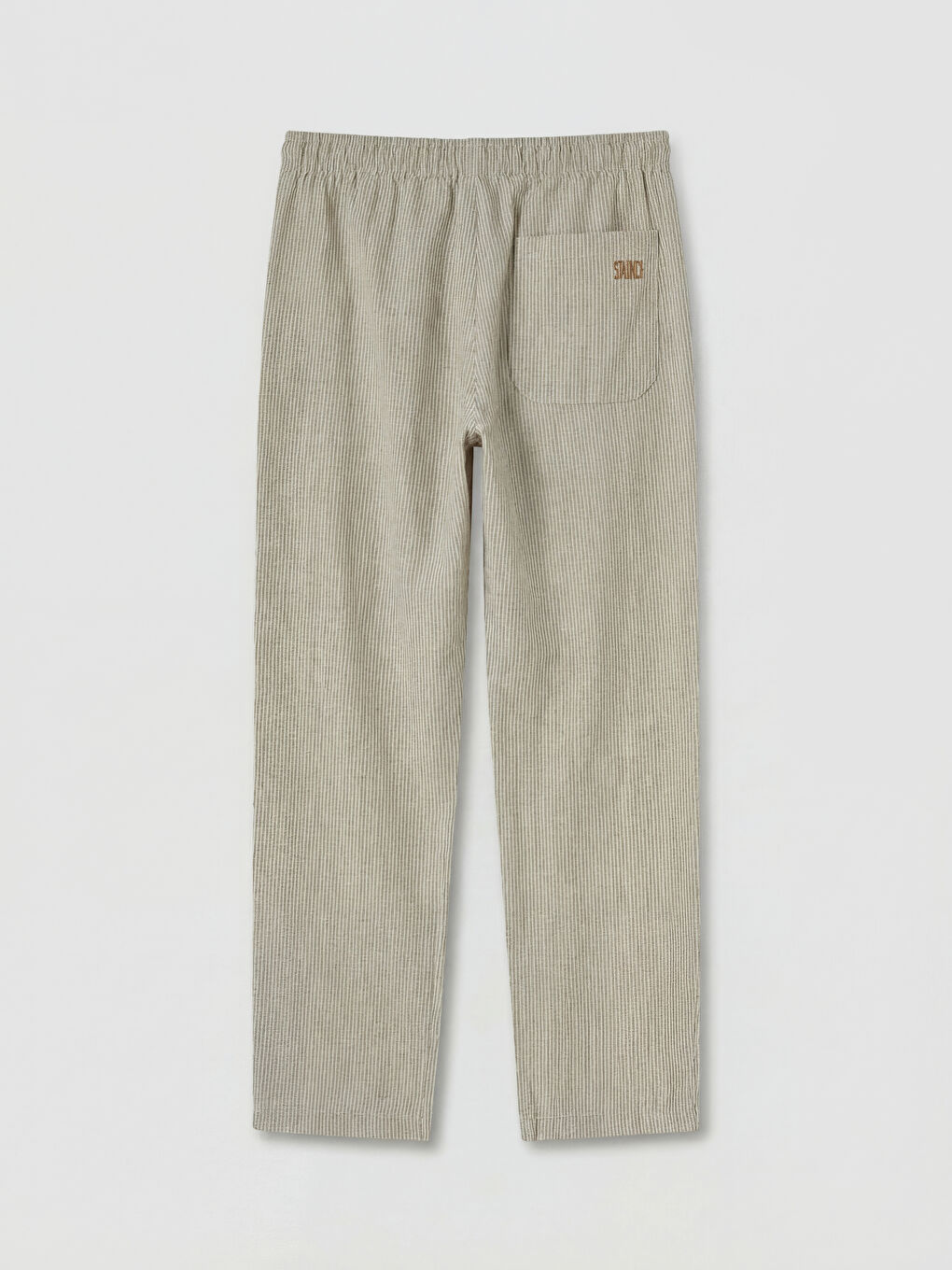 Bej Rahat Kalıp Keten Görünümlü Erkek Pantolon-1