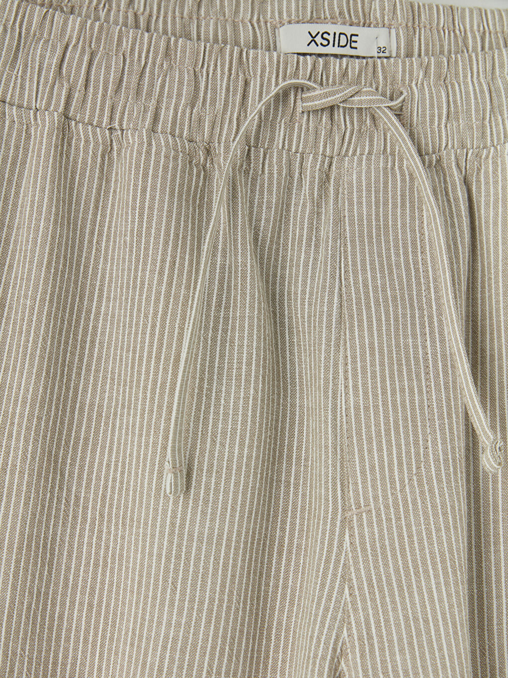 Bej Rahat Kalıp Keten Görünümlü Erkek Pantolon-3