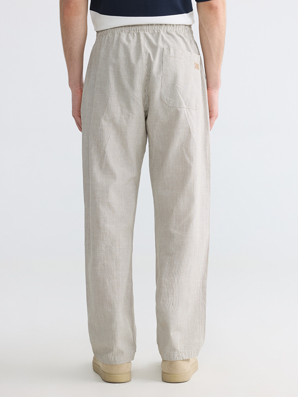 Relaxed Fit Linen-Look Men's Trousers-7
