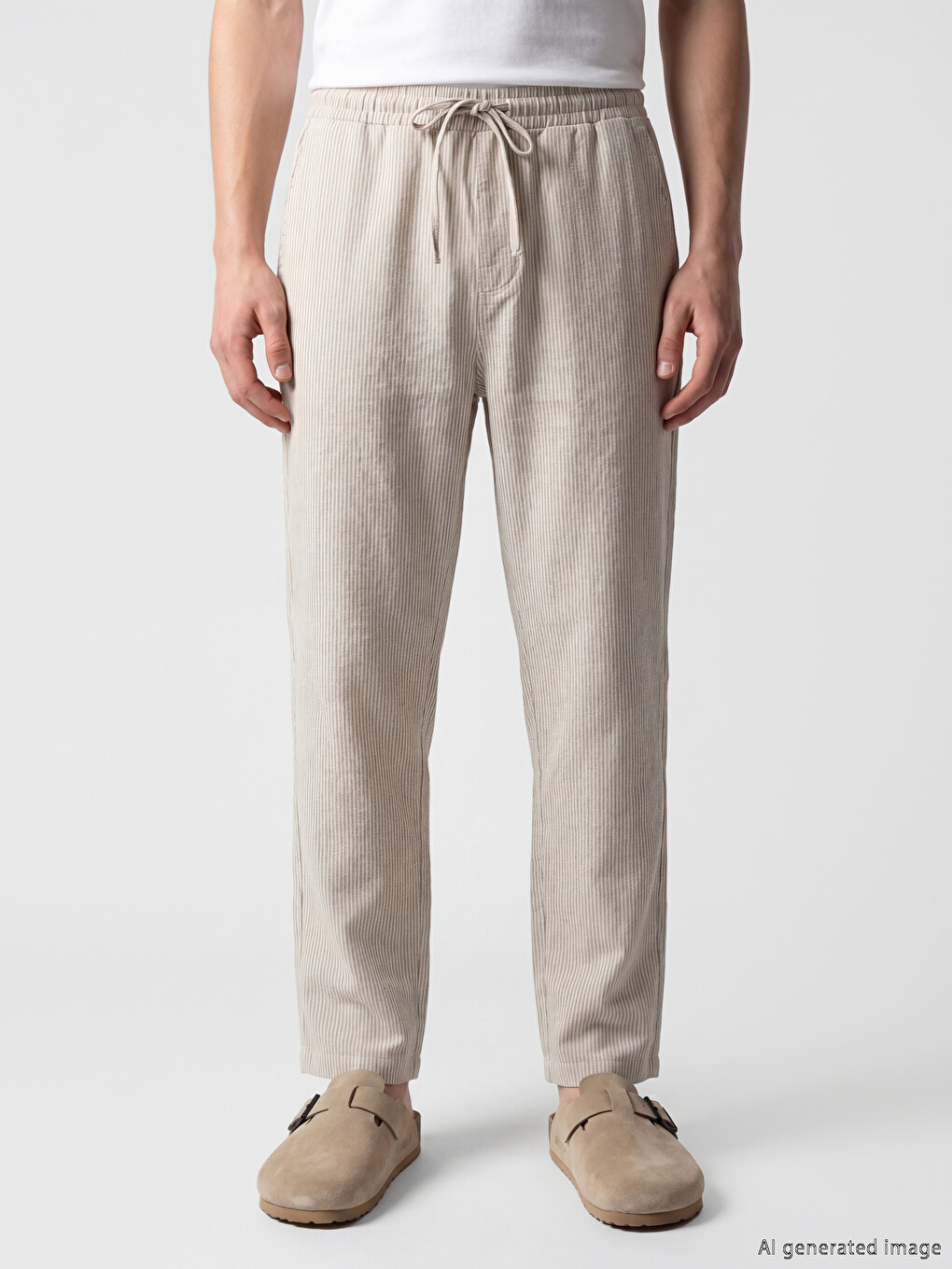 Relaxed Fit Linen-Look Men's Trousers-2